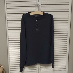 J. Crew Men's Dark Blue Henley Long Sleeve